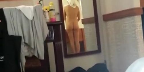 Husband films wife in bathroom