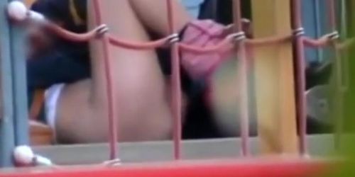 Pussy fingering spied on a playground