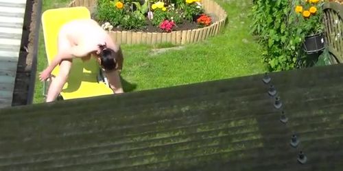 Neighbour naked sunbathing