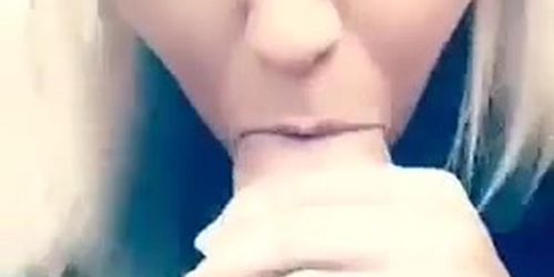 Blonde sucks big dick in car