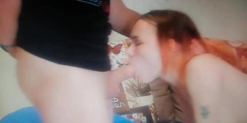 young red hair blowjob deepthroat swallow titsfuck