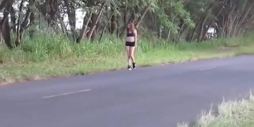 Public nudity - nude on the road