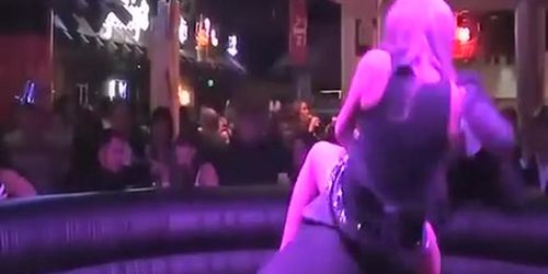 Mechanical bull riding upskirt