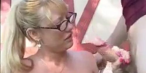 Blonde Mature Facial Glasses Cumshot