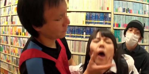 Nerdy Japanese girl is spending a lot of time in the library, while having casual sex adventures