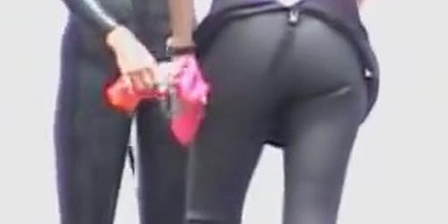 Candid girl ass in spandex costume and full back panty 07n