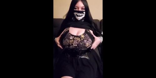 Esskayuwu shows off her huge tits compilation