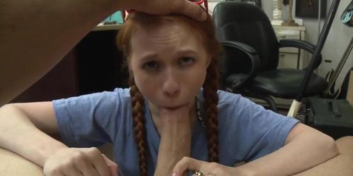 BANGBROS - 19yo ginger customer fucked in office by pawnshop boss