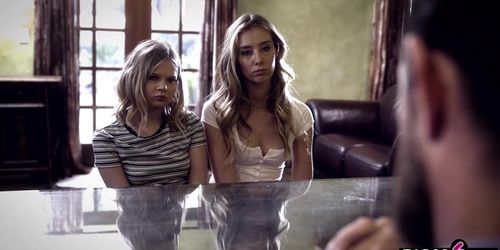 Counselor deals with teen rebels Coco Lovecock and Haley Reed in therapy