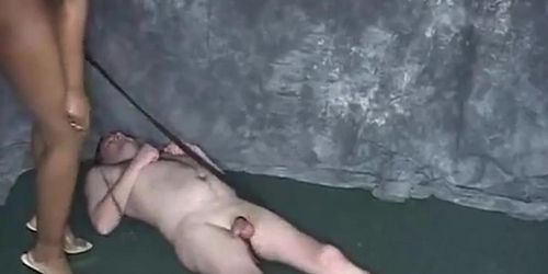 Latina Jennifer  humiliates her white English slave steven