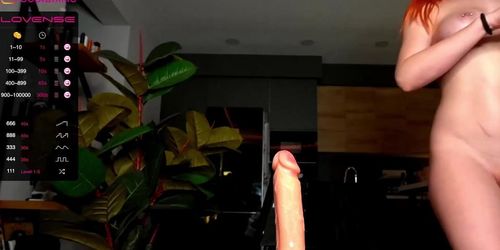 Redhead Fucking Her Own Pussy with Some Crazy Dildos