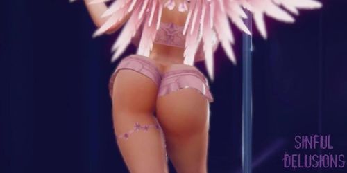 Pole Dance - Busty Asian girl in pink lingerie