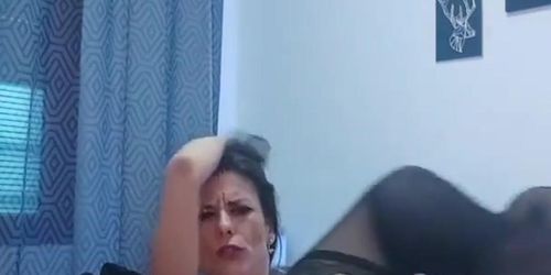 French milf doggystyle stockings black lingerie sextoys dildo anal plug | CAM4