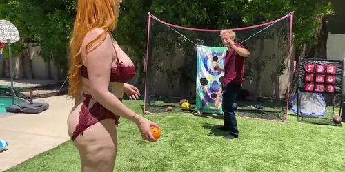 Big Ass Redhead Milf Plays Dick Ball With Step Son'S Huge White Dick