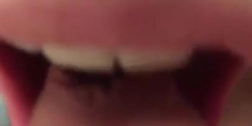 Close up Amateur Cutie Mouth Full of Cum and Swallow