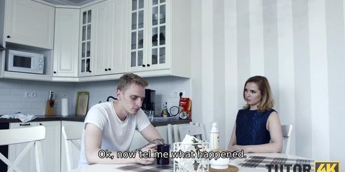 TUTOR4K. Young man touched profs tits before the main part of sex act