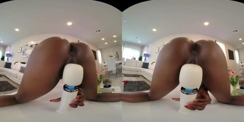 VRALLURE Gorgeous ebony girl Nicole Kitt gets off multiple times in virtual reality