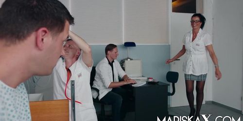 MARISKAX Busty Doctor Dacada fucks her patient and coworkers