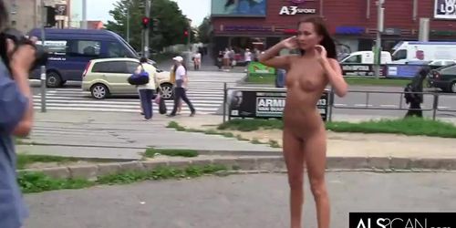 Sexy Brunette Michaela Isizzu Strips in Public