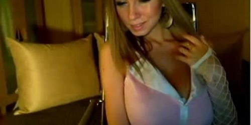 Busty blond stripping her WebCam