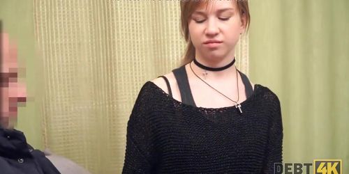 DEBT4k. Agent uses young doll like a cheap whore (Eva Abel)