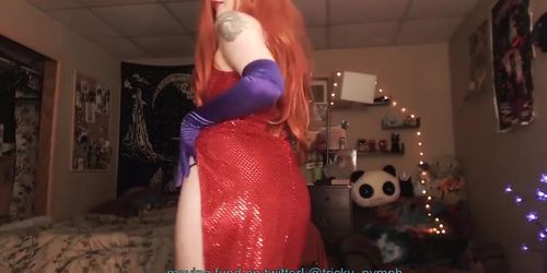 Tricky_Nymph dressed as Jessica Rabbit cums for you