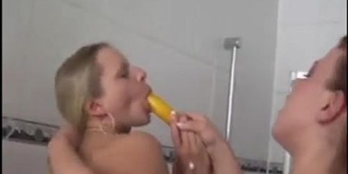 Sexy German lesbians pissing & anal toy games