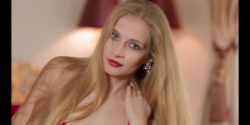 Fantasize Victoriya as she striptease on her red sexy nighties this Halloween