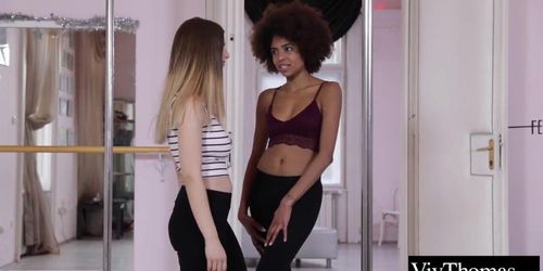 Inter-racial lesbians fucking rough at the dance studio (Stella Cox, Luna Corazon)