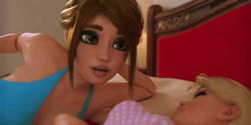 Impressive MILF blows skinny daughter - 3D Futanari (ENGDub)