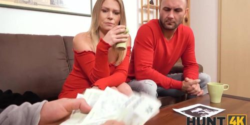 HUNT4K. For cash naughty pregnant milf cheats on cuckold husband with rich stranger