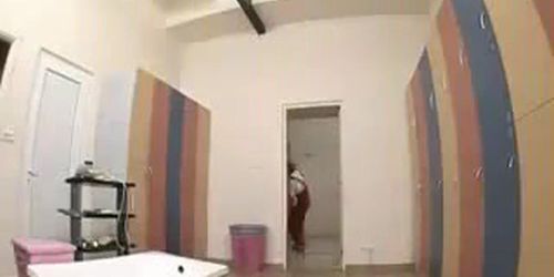 Naked women walk in on showering guy - great reactions!