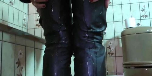 wet leather pants