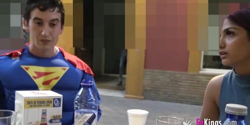 21yo girl and a Superman cosplayer! It's her porn debut :-)