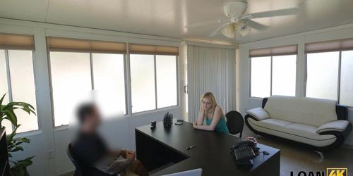 LOAN4K. Blonde cutie cant pay rent so she goes to the bank for a loan (Alli Rae)