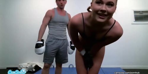 Ronda Rousey lookalike Alyssa Cole training for UFC and Masturbating