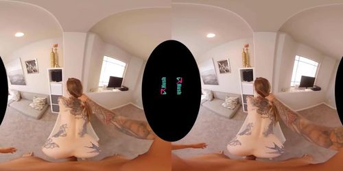 VRHUSH Tattooed blonde babe Penny Archer takes your dick deep in virtual reality