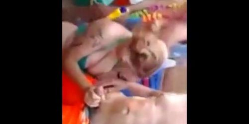 Bj on public beach with people watching 2