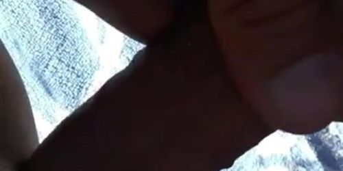 Quick missionary on the beach. close up cumshot