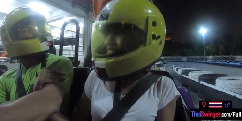 Round butt Thai gf sucked and fucked her boyfriend after a go kart session