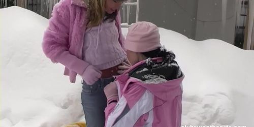 Lesbian fun in the snow