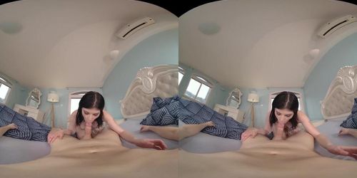 Your beautiful gf wakes you up for morning sex in VR