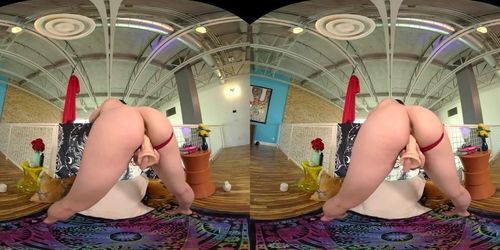 VRALLURE Busty brunette beauty Alyx Star masturbates for you in virtual reality