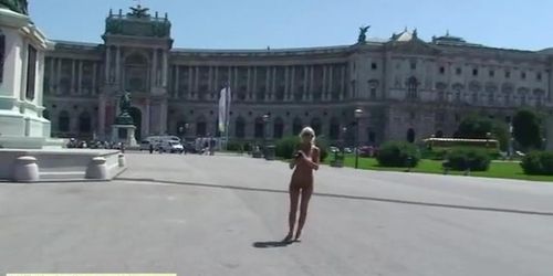 Amazing hot blonde naked in public