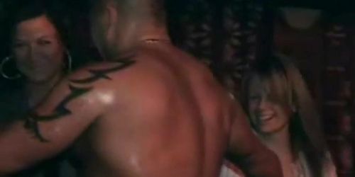 wild crazy girls having fun with male stripper