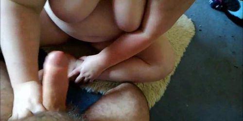Blonde fattie giving a handjob (Juicy dick, Juicy Dick)