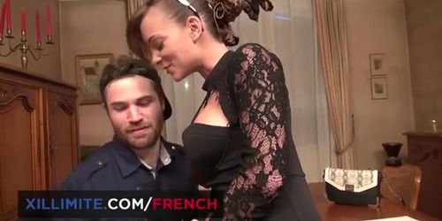 Busty French teen gets humped by the guy