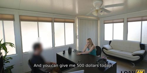 LOAN4K. Blonde likes lenders idea to approve credit for pussy-nailing (Allie Ray)