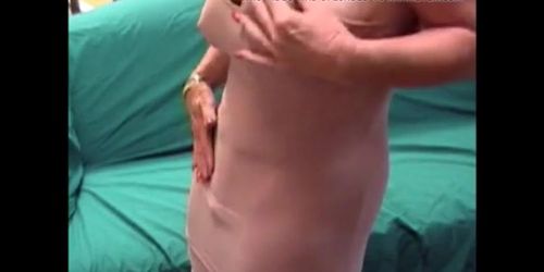 Turgid nipples granny show her big clit