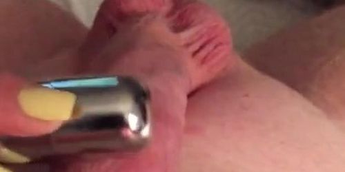 Wife vibrator handjob cumshot